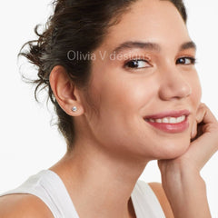 3.20 Carat TW Real (Natural) Round Diamond Solitaire Stud Earrings in 14K White Gold Color G/H