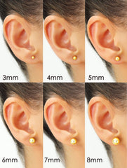 SOLID 14K Gold Ball Earrings 3MM Ball Earring Studs, Gold Push Back Studs Woman, Kids Genuine Gold Ball, Gift