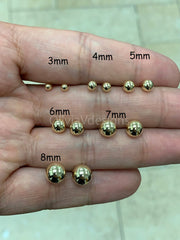 SOLID 14K Gold Ball Earrings 3MM Ball Earring Studs, Gold Push Back Studs Woman, Kids Genuine Gold Ball