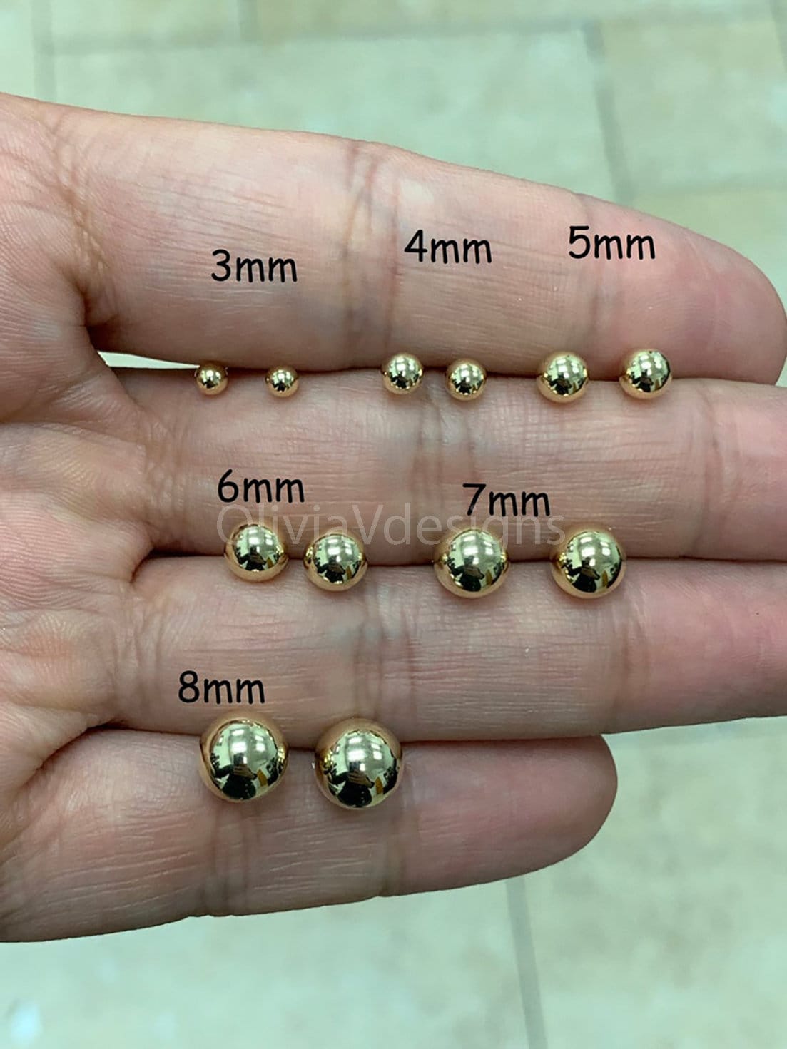 SOLID 14K Gold Ball Earrings 4MM Ball Earring Studs, Gold Push Back Studs Woman, Kids Genuine Gold Ball