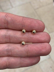 SOLID 14K Gold Ball Earrings 5MM Ball Earring Studs, Gold Push Back Studs Woman, Kids Genuine Gold Ball, Gift, Gift, Love, Anniversary