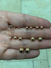 SOLID 14K Rose Gold Ball Earrings, 3MM, 4MM, 5MM, 6MM, 7MM, 8MM ,Ball Earring Studs, Gold Push Back Studs Woman, Kids Genuine Gold Ball