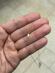 Solid 10K Gold Floating Ball Tri Color Necklace, Dainty Necklace, Everyday Necklace, Minimalist
