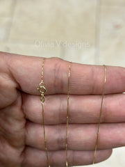 Solid 14K Gold Box Chain Necklace Dainty Layered Necklace, Simple Chain, Great For Gift, Anniversary