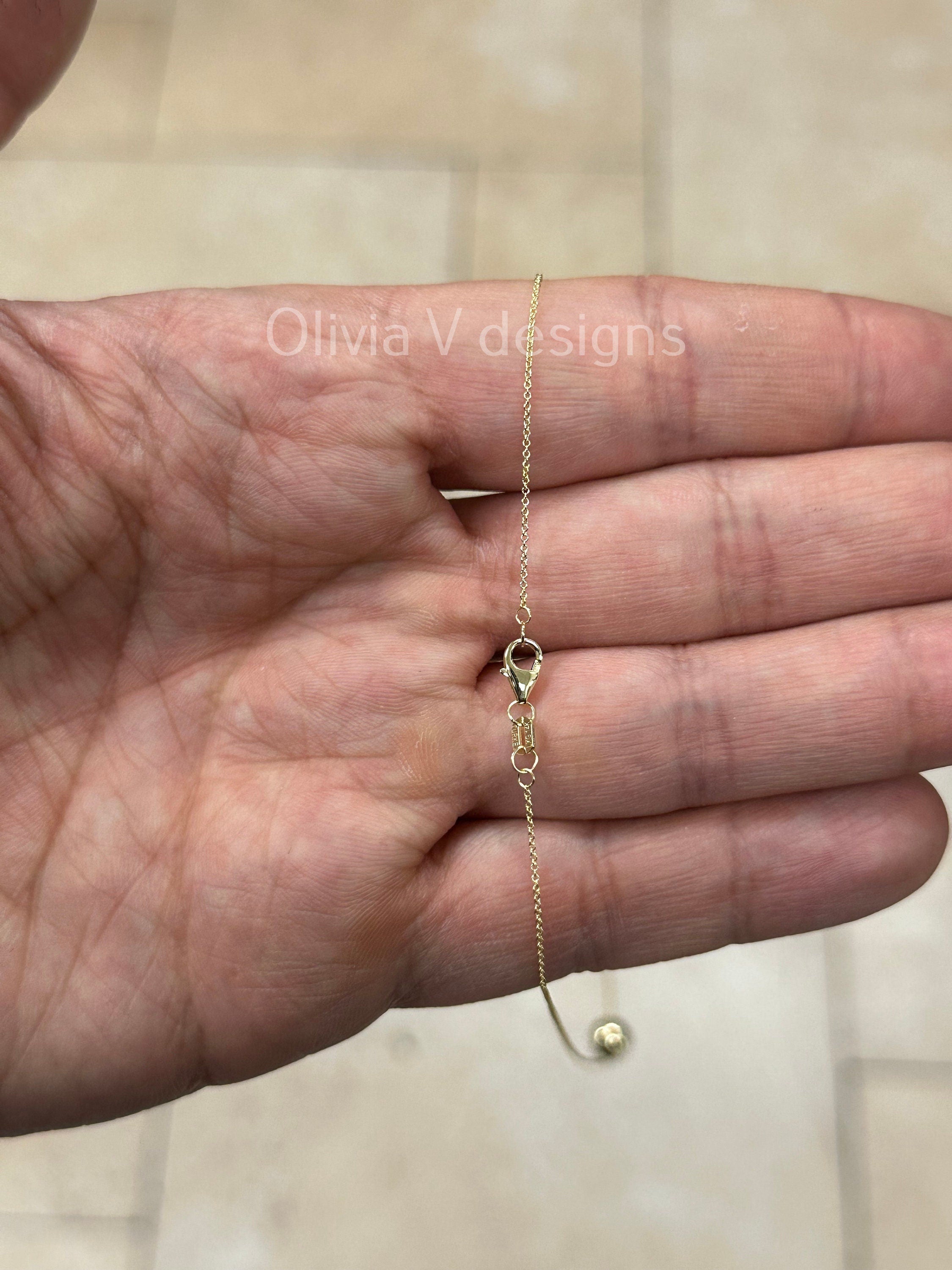 Solid 14K Gold Floating Ball Necklace, Dainty Necklace, Everyday Necklace, Minimalist