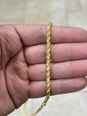 Solid 14k Yellow Gold Over 925 Sterling Silver Italian Rope Chain, 3.50mm, Diamond Cut, Necklace, Made in Italy, Gift For Him, Gift For Her