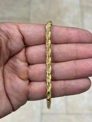 Solid 14k Yellow Gold Over 925 Sterling Silver Italian Rope Chain, 5mm, Diamond Cut, Necklace, Made in Italy, Gift For Him, Gift For Her