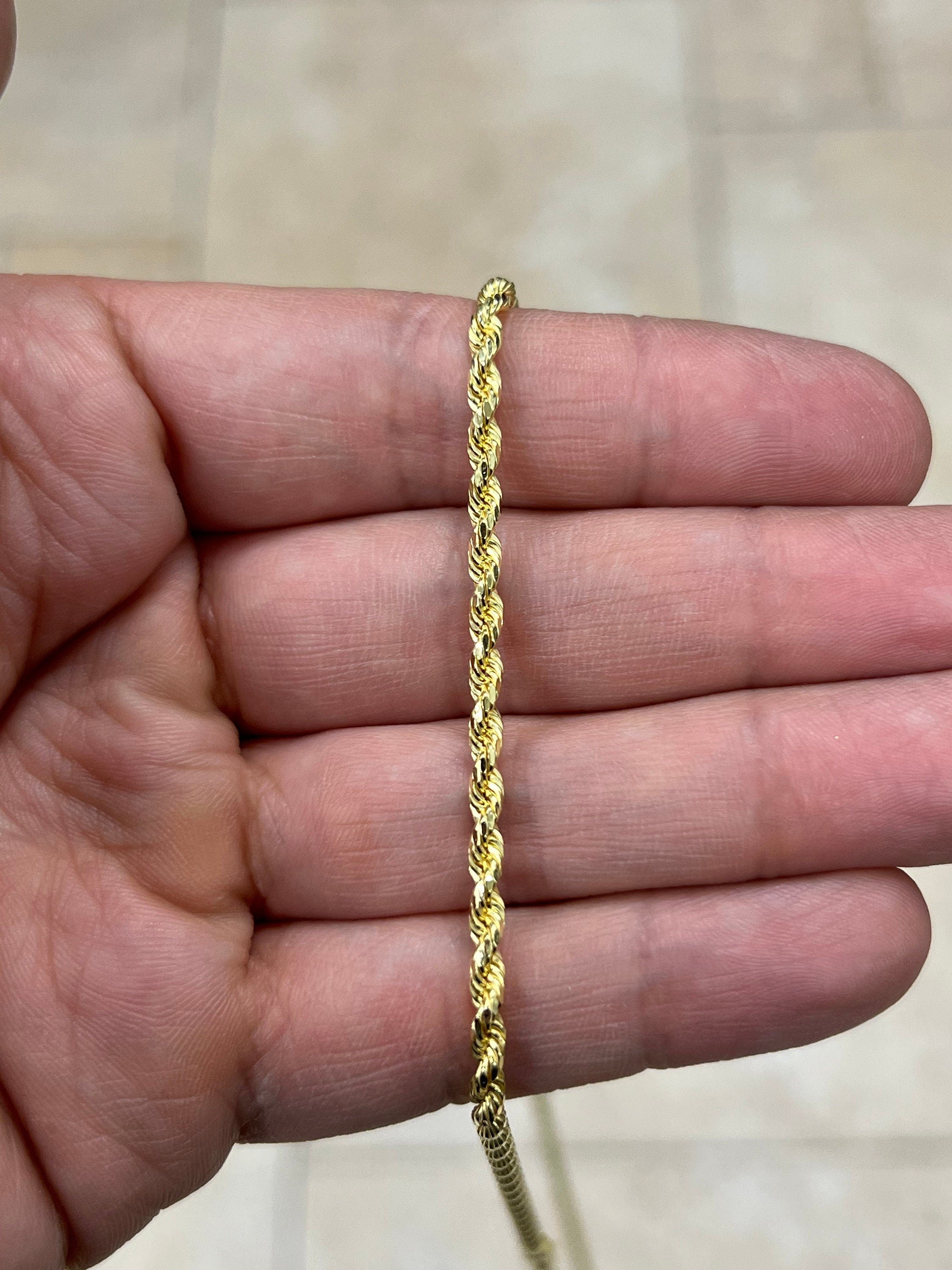 Solid 14k Yellow Gold Over 925 Sterling Silver Rope Chain Necklace 3.00mm, Lobster Clasp, New, Ready To Wear, Gift, Men, Woman, Gift