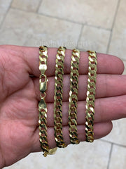 Solid 925 14k Gold Over 925 Sterling Silver Flat Cuban 6mm Necklace, Solid Flat Miami Cuban Curb Link Chain, 6mm Necklace Chain, Gift