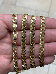 Solid 925 14k Gold Over 925 Sterling Silver Flat Cuban 6mm Necklace, Solid Flat Miami Cuban Curb Link Chain, 6mm Necklace Chain, Gift
