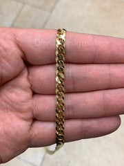 Solid 925 14k Gold Over 925 Sterling Silver Flat Cuban 6mm Necklace, Solid Flat Miami Cuban Curb Link Chain, 6mm Necklace Chain, Gift