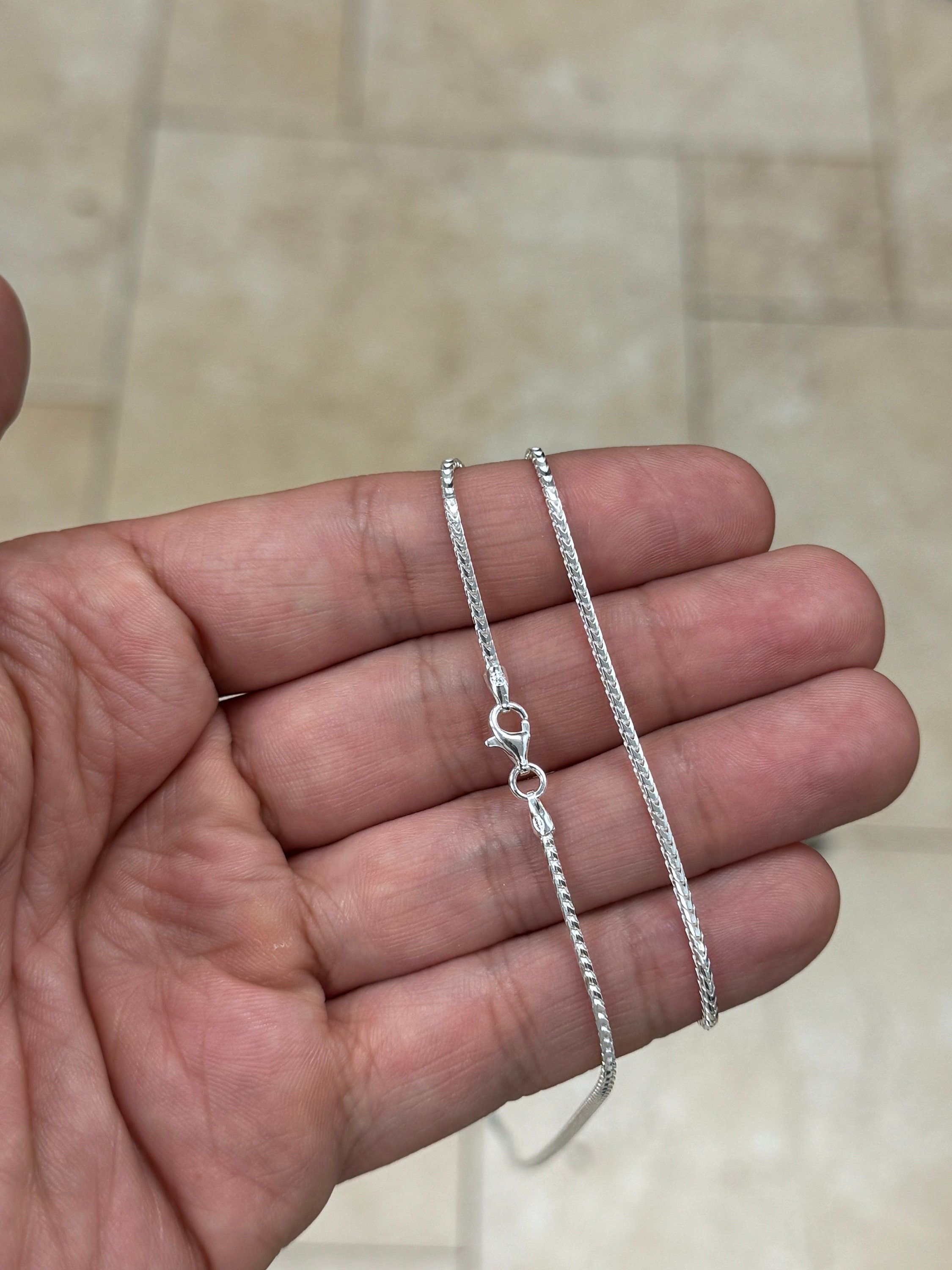 Solid 925 Sterling Silver 1.50mm Franco Wheat  Foxtail Chain 16'' 18'' 20'' 22'' 24'' 30''  Lowest Price  PLUX /Gift