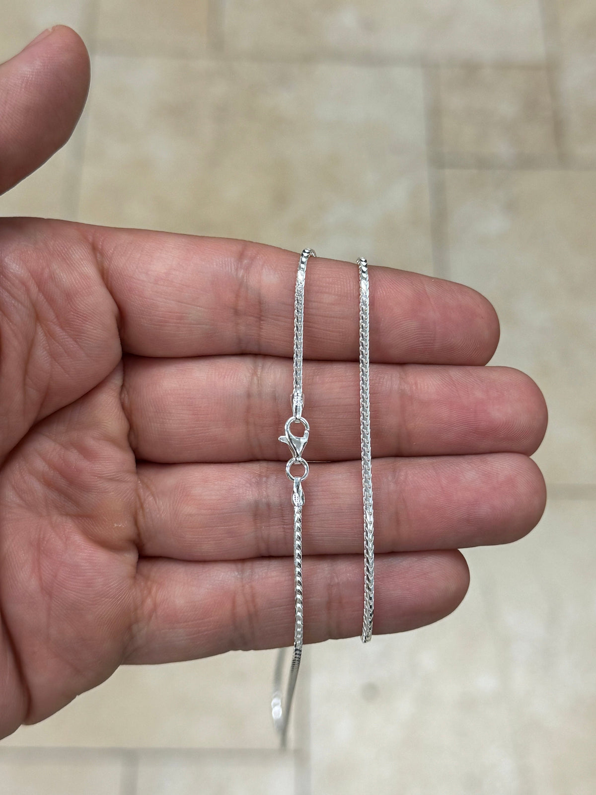 Solid 925 Sterling Silver 1.50mm Franco Wheat  Foxtail Chain 16'' 18'' 20'' 22'' 24'' 30''  Lowest Price  PLUX /Gift