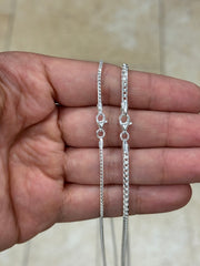 Solid 925 Sterling Silver 1.5mm 2.5mm Franco Wheat  Foxtail Chain 16'' 18'' 20'' 22'' 24'' 30'' , Made In Italy, Brand New