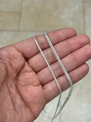 Solid 925 Sterling Silver 1.5mm 2.5mm Franco Wheat  Foxtail Chain 16'' 18'' 20'' 22'' 24'' 30'' , Made In Italy, Brand New