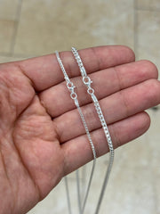 Solid 925 Sterling Silver 1.5mm 2.5mm Franco Wheat  Foxtail Chain 16'' 18'' 20'' 22'' 24'' 30'' , Made In Italy, Brand New