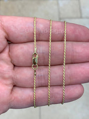 Solid 925 Sterling Silver 14K Gold Vermeil Italian Rope Chain, 1.2mm  Diamond Cut, Necklace, Made in Italy, Gift For Him, Gift For Her