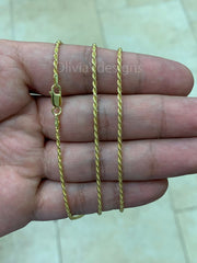 Solid 925 Sterling Silver 14K Gold Vermeil Italian Rope Chain, 1.5mm  Diamond Cut, Necklace, Made in Italy, Gift For Him, Gift For Her