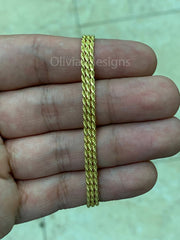 Solid 925 Sterling Silver 14K Gold Vermeil Italian Rope Chain, 1.5mm  Diamond Cut, Necklace, Made in Italy, Gift For Him, Gift For Her