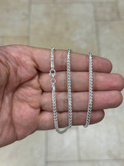 Solid 925 Sterling Silver 2.5mm Franco Wheat  Foxtail Chain 16'' 18'' 20'' 22'' 24'' 30'' , Made In Italy, Genuine Sterling Silver