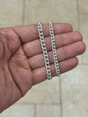 Solid 925 Sterling Silver 4mm 5mm Double Link Charm Bracelet And Anklet, Made in Italy, Lengths: 7” 8” 9”