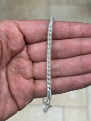 Solid 925 Sterling Silver 4mm Round Snake Chain Necklace. Real Round Snake, Flexible Snake, Solid 925, All Sizes