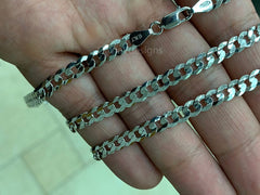 Solid 925 Sterling Silver  5mm Flat Cuban Italian Chain Necklace, Solid Flat Miami Cuban Curb Link Chain, 5mm Necklace Chain, Gift For Him