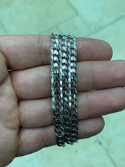 Solid 925 Sterling Silver  5mm Flat Cuban Italian Chain Necklace, Solid Flat Miami Cuban Curb Link Chain, 5mm Necklace Chain, Gift For Him