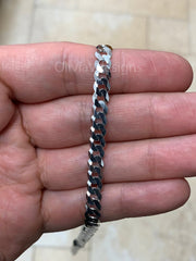 Solid 925 Sterling Silver 6mm Flat Cuban Italian Chain Necklace Bracelet Solid Flat Miami Cuban Curb Link Chain, Necklace, Gift For Him