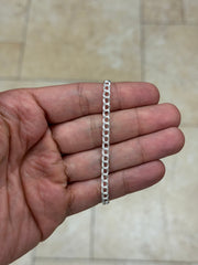 Solid 925 Sterling Silver Italian 4mm Double Link Charm Bracelet And Anklet, Made in Italy, Lengths: 7” 8” 9”