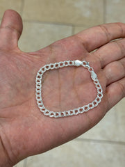 Solid 925 Sterling Silver Italian 5mm Double Link Charm Bracelet And Anklet, Made in Italy, Lengths: 7” 8” 9”