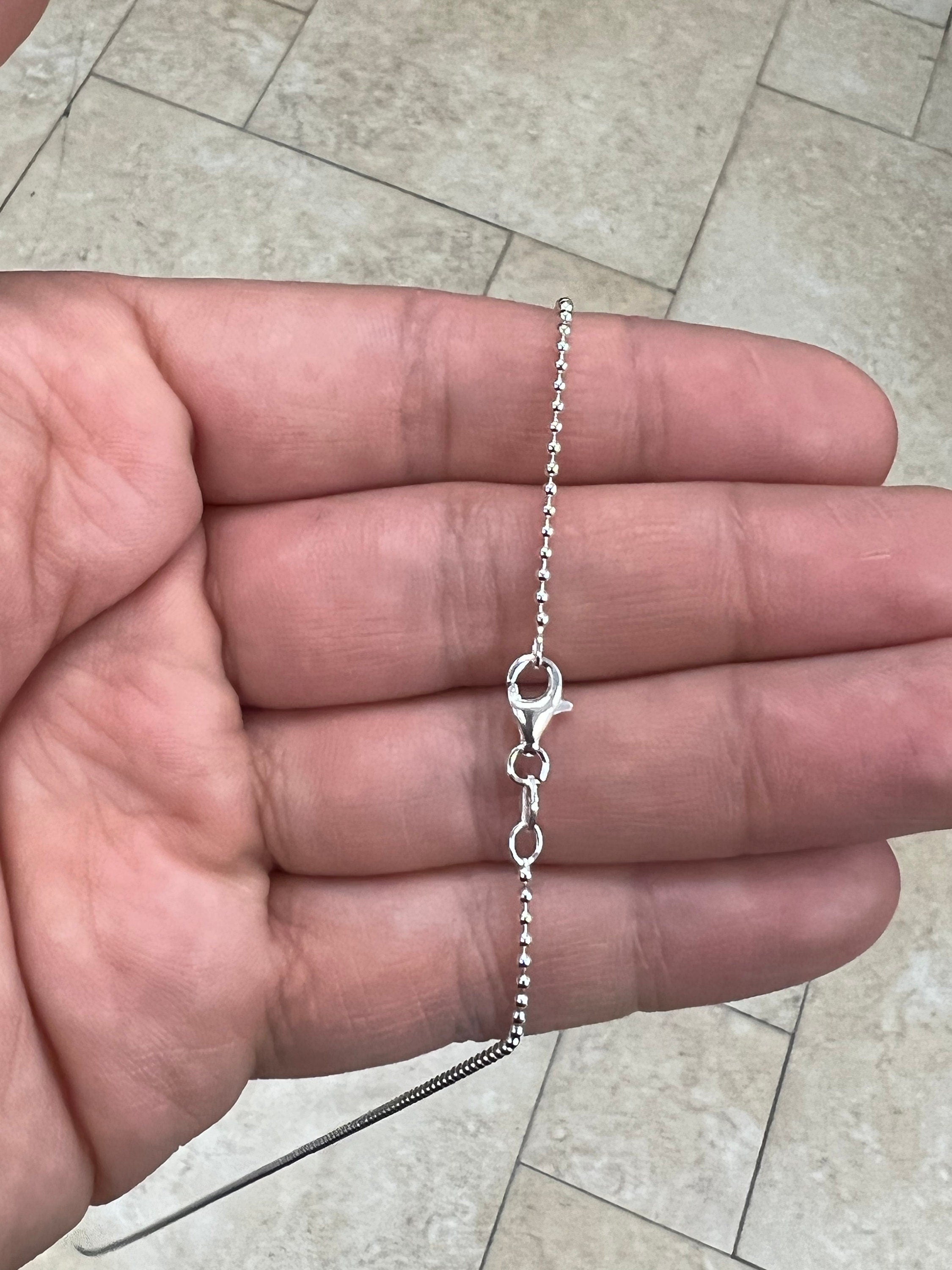 Solid 925 Sterling Silver Italian Ball Bead Chain 1.50mm Necklace, Made in Italy Chains For Men, Necklace for Charms, Dog Tag Necklace