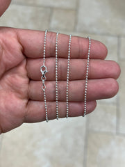 Solid 925 Sterling Silver Italian Ball Bead Chain 1.50mm Necklace, Made in Italy Chains For Men, Necklace for Charms, Dog Tag Necklace