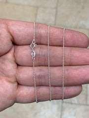 Solid 925 Sterling Silver Italian Ball Bead Chain 1mm Necklace, Made in Italy Chains For Men,Necklace for Charms, Dog Tag Necklace