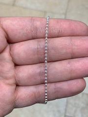 Solid 925 Sterling Silver Italian Ball Bead Chain 2mm Necklace, Made in Italy Chains For Men, Necklace for Charms, Dog Tag Necklace
