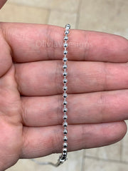 Solid 925 Sterling Silver Italian Ball Bead Chain 3mm Necklace, Made in Italy Chains For Men, Necklace for Charms, Dog Tag Necklace