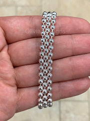 Solid 925 Sterling Silver Italian Ball Bead Chain 4mm Necklace, Made in Italy Chains For Men, Necklace for Charms, Dog Tag Necklace