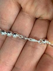 Solid 925 Sterling Silver Italian Ball Bead Chain Necklace, Made in Italy,  5mm Sterling Silver Ball Chain, Ball Necklace Chain