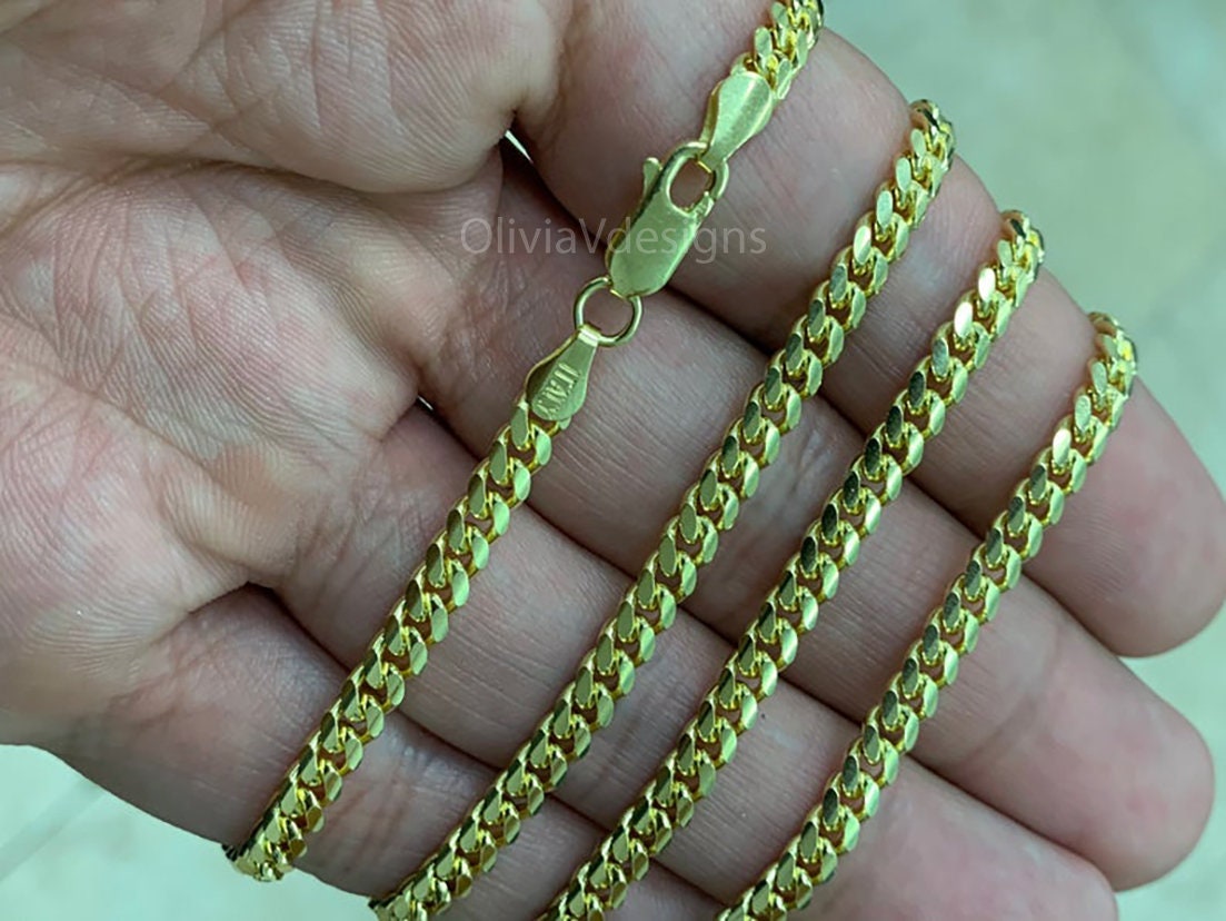 Solid 925 Sterling Silver Italian Chain Necklace, Solid Miami Cuban Curb Link Chain, 4mm Necklace Chain, Gift For Him, Cuban Link Necklace