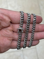 Solid 925 Sterling Silver Italian Chain Necklace, Solid Miami Cuban Curb Link Chain, 6mm Necklace Chain, Gift For Him,  Necklace