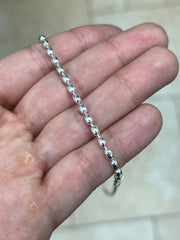 Solid 925 Sterling Silver Italian Oval Bead Chain 3mm Necklace, Made in Italy Chains For Men, Necklace for Charms, Dog Tag Necklace