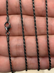 Solid 925 Sterling Silver Italian Rope Black Rhodium Chain, 1.5mm, Diamond Cut, Necklace, Made in Italy, Gift For Him, Rope Necklace, Black