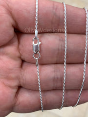 Solid 925 Sterling Silver Italian Rope Chain, 1.2mm, Diamond Cut, Necklace, Made in Italy, Gift For Him, Gift For Her, Rope Necklace