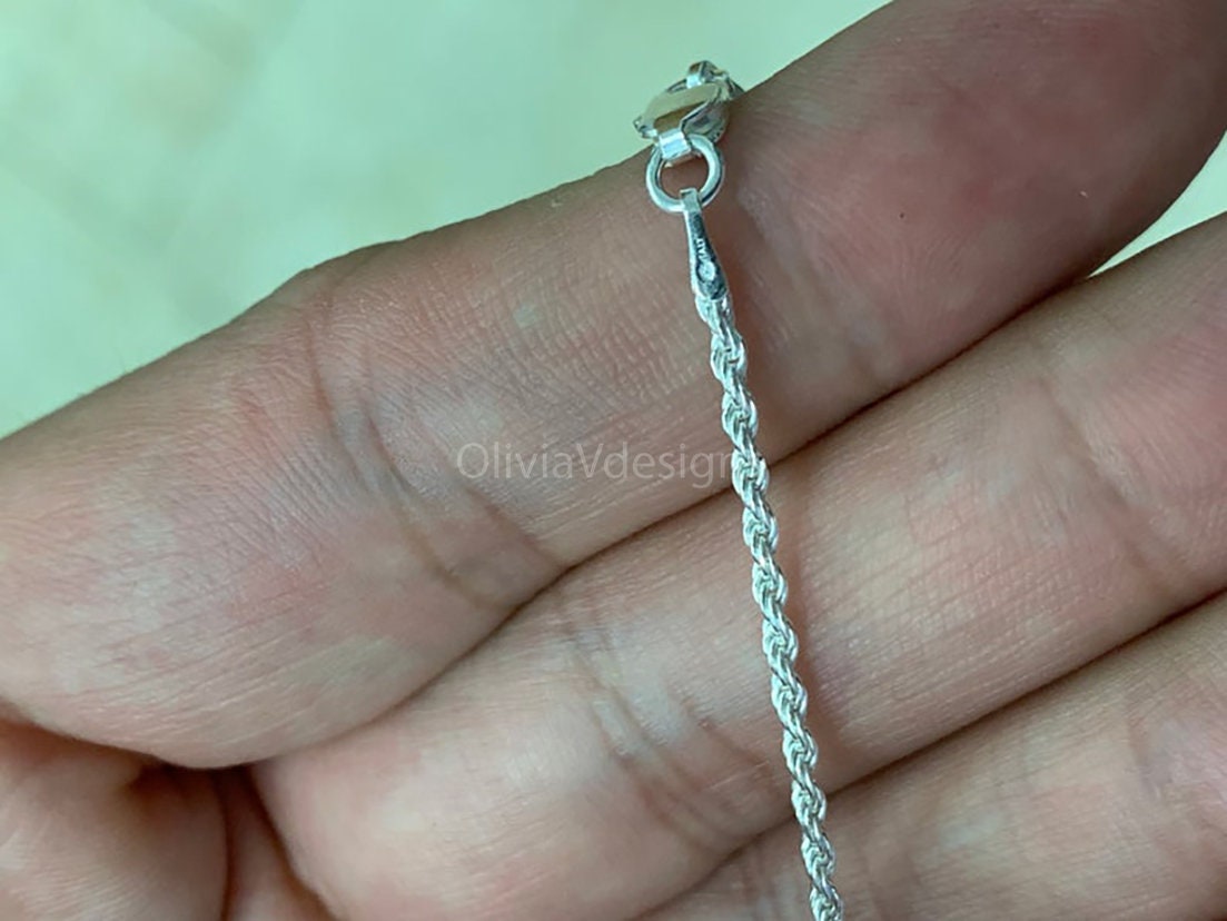 Solid 925 Sterling Silver Italian Rope Chain, 1.5mm, Diamond Cut, Necklace, Made in Italy, Gift For Him, Gift For Her, Rope Necklace