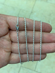 Solid 925 Sterling Silver Italian Rope Chain, 1.5mm, Diamond Cut, Necklace, Made in Italy, Gift For Him, Gift For Her, Rope Necklace