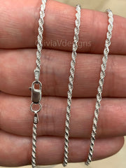 Solid 925 Sterling Silver Italian Rope Chain, 2.00mm, Diamond Cut, Necklace, Made in Italy, Gift For Him, Gift For Her, Rope Necklace
