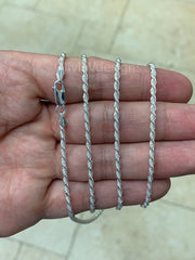 Solid 925 Sterling Silver Italian Rope Chain, 2.5mm, Diamond Cut, Necklace, Made in Italy, Gift For Him, Gift For Her, Rope Necklace