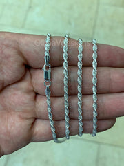 Solid 925 Sterling Silver Italian Rope Chain, 2.7mm, Diamond Cut, Necklace, Made in Italy, Gift For Him, Gift For Her, Rope Necklace