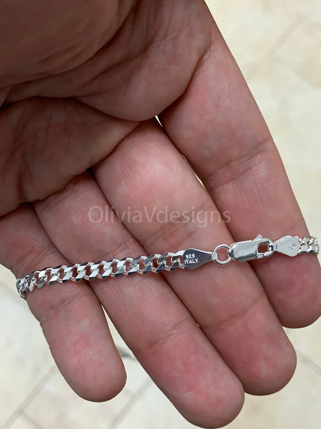 Solid 925 Sterling Silver Italian Solid Cuban Curb Link Chain 4MM , Miami Cuban, Gift For Him, BEST PRICE!!! Best Selling Sale, Gift, New