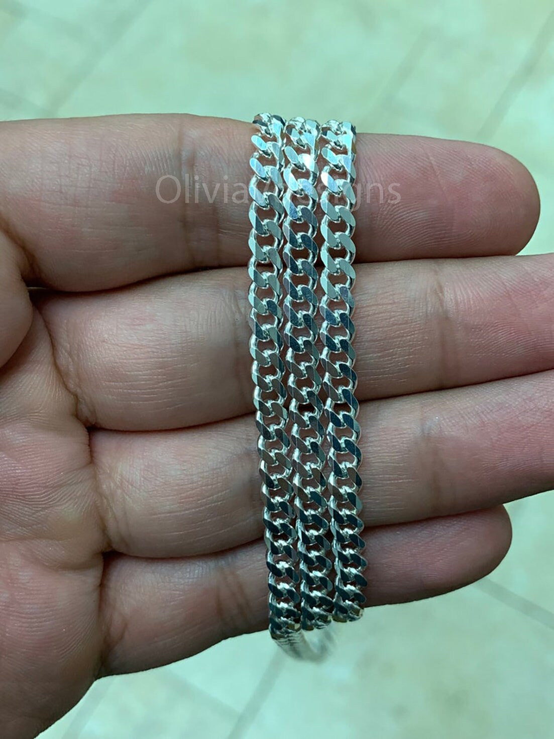 Solid 925 Sterling Silver Italian Solid Cuban Curb Link Chain 4MM , Miami Cuban, Gift For Him, BEST PRICE!!! Best Selling Sale, Gift, New